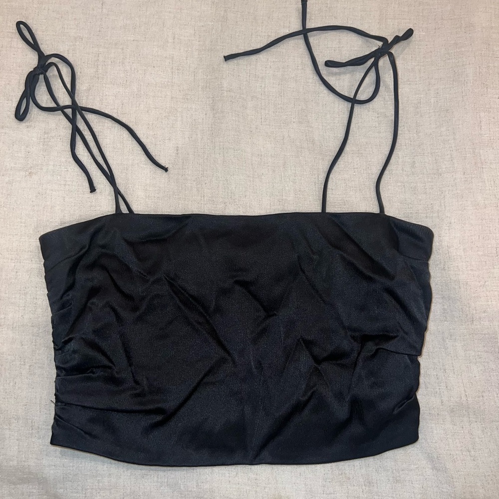 Zara black satin tank top